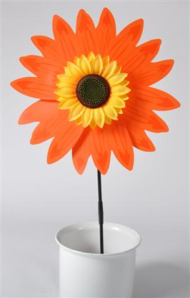 Windrad Sonnenblume farbl.sort. OPP, D:ca.36 cm, Stab ca.75 cm