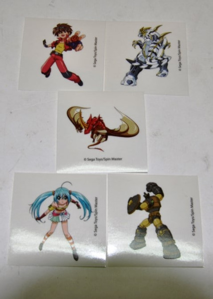 5er Set Bakugan Tattoo sort. PB ca. 5x5cm