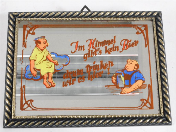 Bild mit Spiegel "Im Himmel gibt`s.." ca. 16,5x12 cm