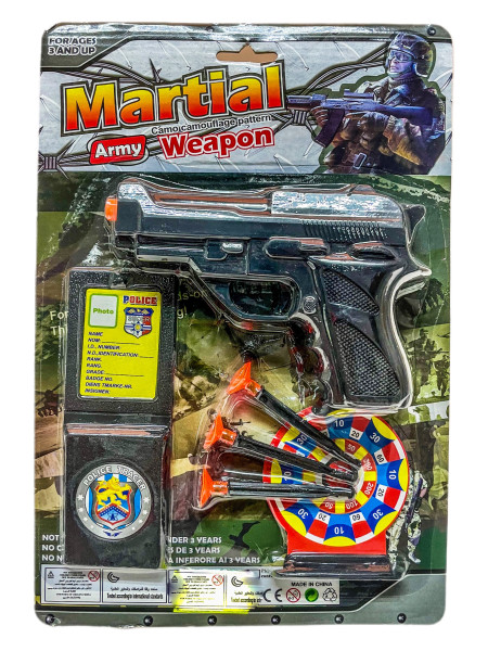 Polizei Set m. Pistole u. 3 Saugnapf Pfeilen AK ca. 31x21cm
