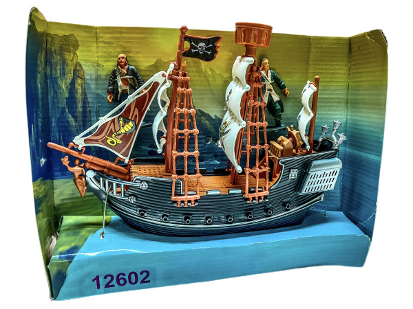 Piraten Schiff Set sort. WB, ca. 29x10x23cm