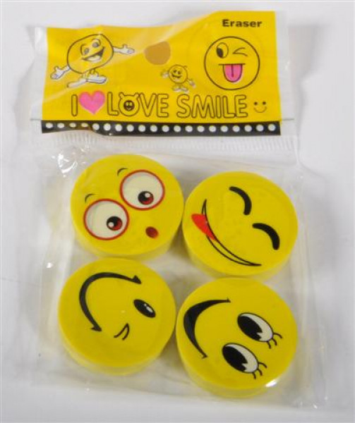 Radiergummi Smile 4er Set DIS ca. D:2,5 cm