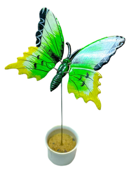 Schmetterling Blumenstecker 6fach sort. OPP, ca. 16x10cm, Stab: ca.60cm