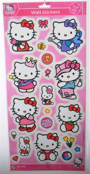 Wandsticker "Hello Kitty" Glow in the dark AK ca. 47x22cm