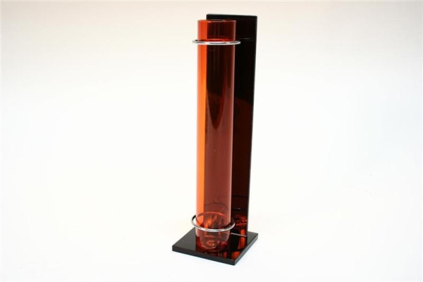Vase Reagenzglas orange/schw. FB; ca. 9x9x31cm