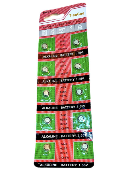 Batterie Knopfzelle 10er Set - AG4 BC, ca.