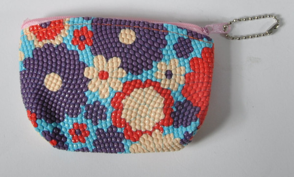 Geldbörse mit Kette"Blumen" farbl. sort. OPP, ca. 11x7 cm
