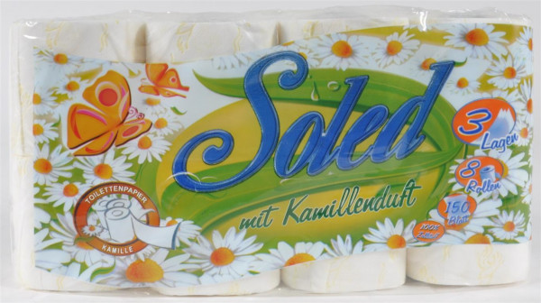 Toilettenpapier "Soled m. Kamillenduft" 8 Rollen a 150 Blatt 3 lagig