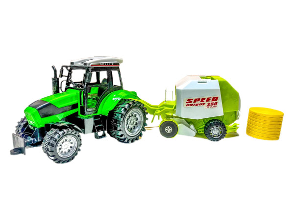Traktor m. Rundballenpresse PVC Box ca. 55x15x16 cm